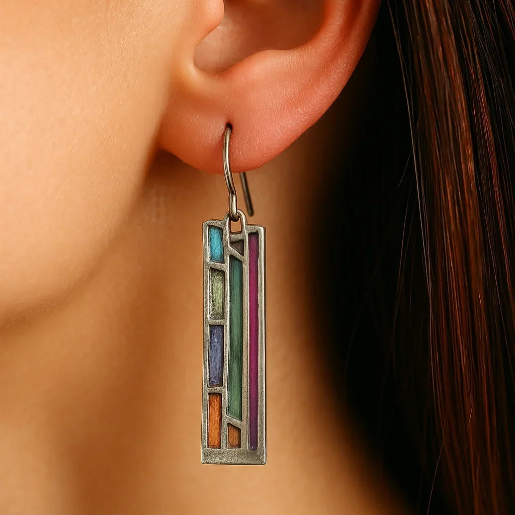 Mozaic Silver Vintage Earrings