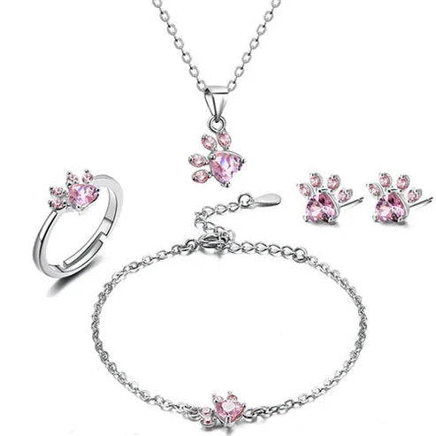 Rose Gold Paw Jewelry Set