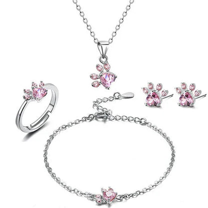 Rose Gold Paw Jewelry Set