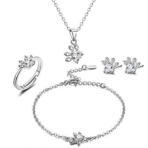 Rose Gold Paw Jewelry Set