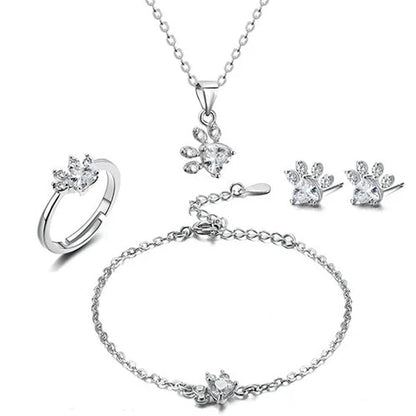 Rose Gold Paw Jewelry Set