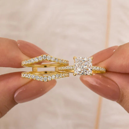 Princess Cut 2PC Wedding Ring Set for Women