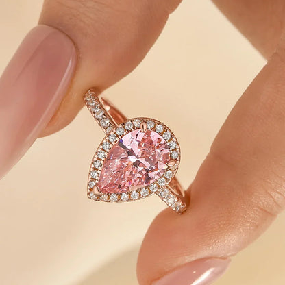 Rose Gold Halo Pear Cut Ring
