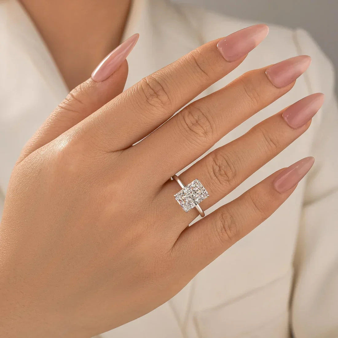 Radiant Cut Simulated Diamond Engagement Ring
