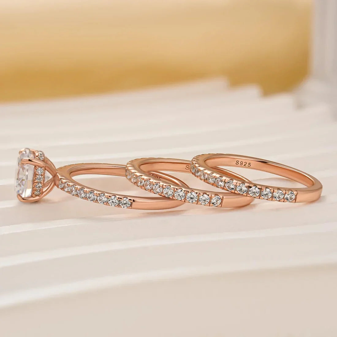 3PC Round Cut Wedding Ring Set