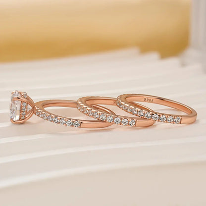 3PC Round Cut Wedding Ring Set