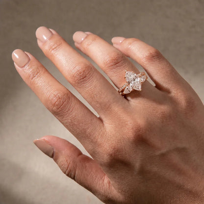 Marquise Cut Insert Wedding Ring Set