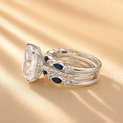 Cushion Cut Insert Wedding Ring Set