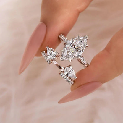 Marquise Cut Insert Wedding Ring Set