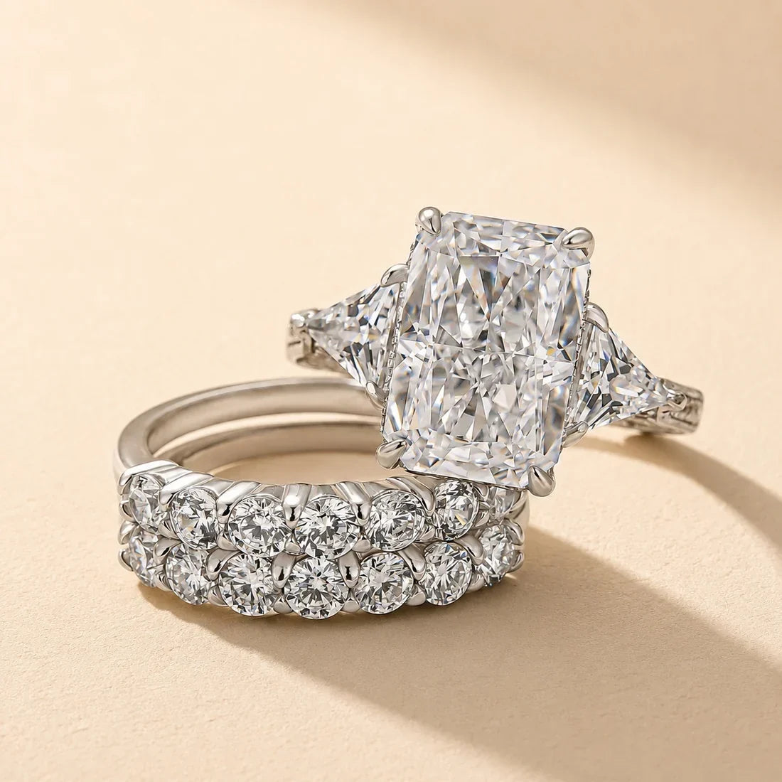 Radiant Cut 3PC Wedding Ring Set