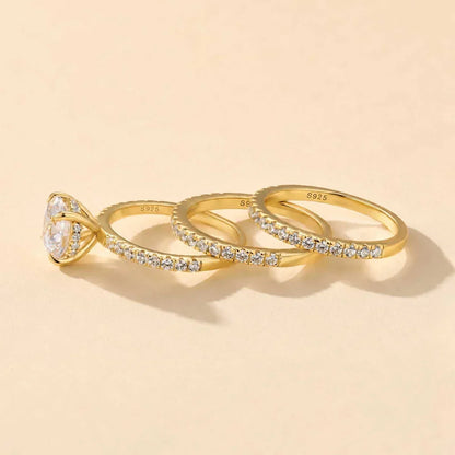 3PC Round Cut Wedding Ring Set