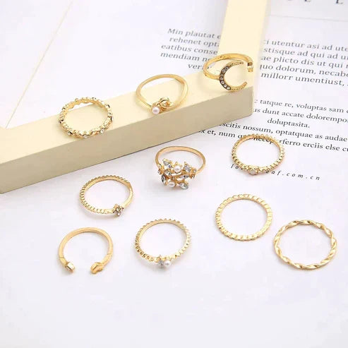 10 Pack of Bohemian Silver and Gold Plated Rings