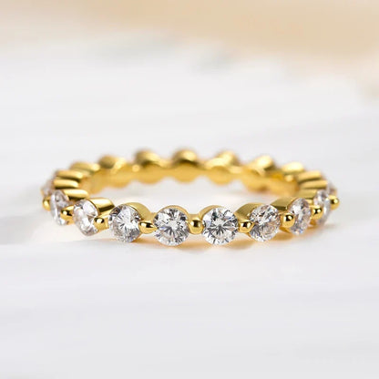 Moissanite Round Cut Eternity Wedding Band Ring