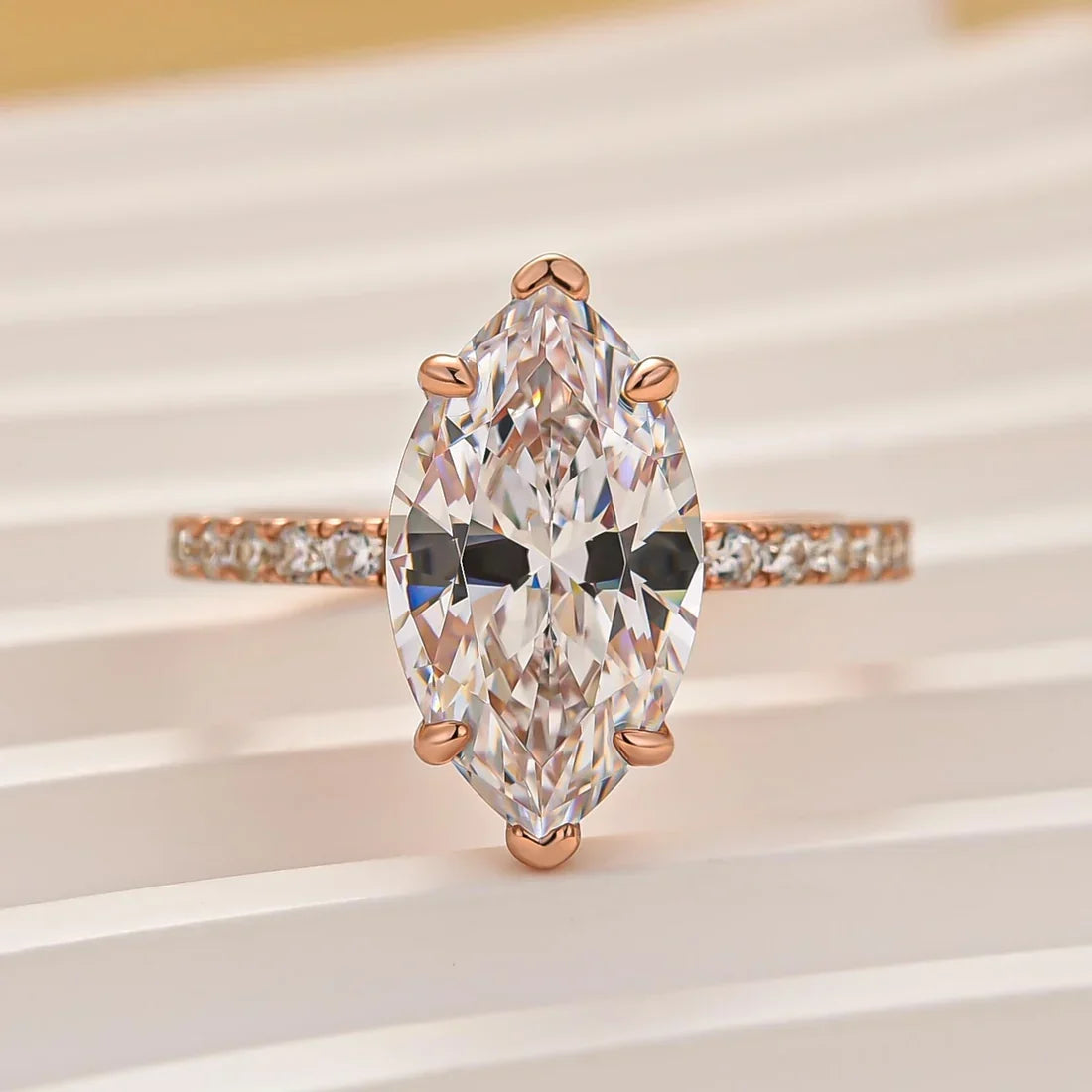 Marquise Cut Half Eternity Engagement Ring