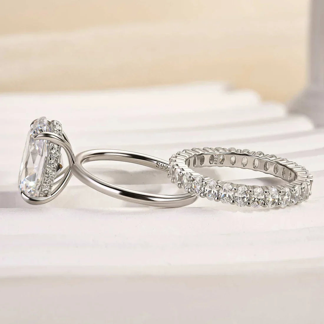 Oval Cut 2PC Wedding Ring Set
