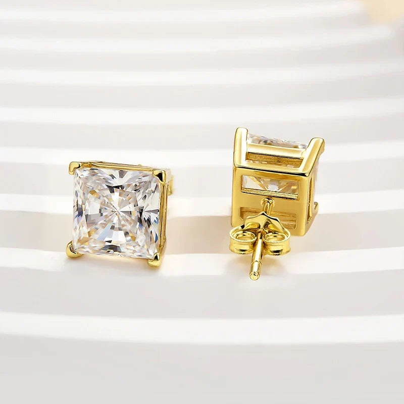 Classic Square Princess Cut Stud Earrings