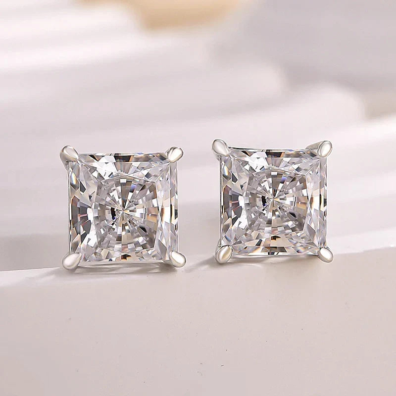 Classic Square Princess Cut Stud Earrings
