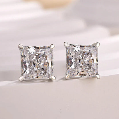 Classic Square Princess Cut Stud Earrings