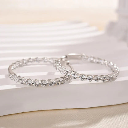 Sparkle Round Cut Hoop Earrings