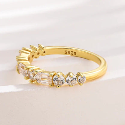 Yellow Gold Emerald & Round Cut Wedding Ring