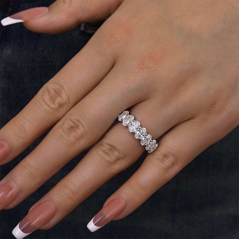 Oval Cut Eternity Wedding Band For Women
