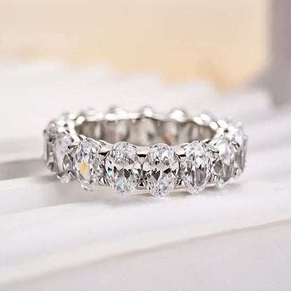 Oval Cut Eternity Wedding Band For Women
