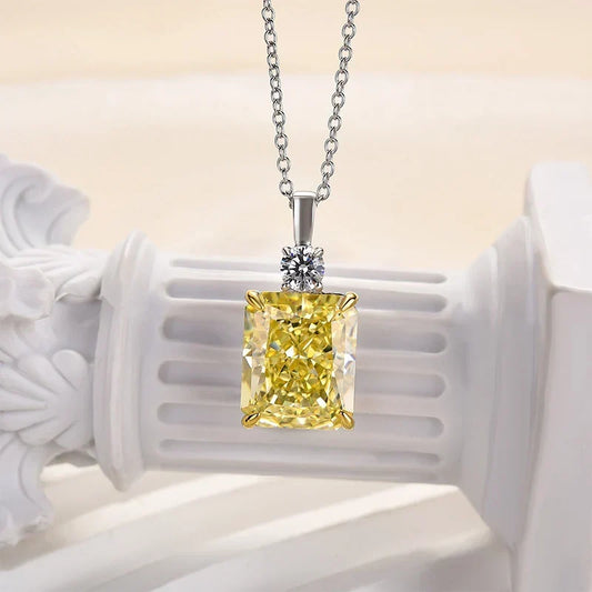 Elegant Yellow Sapphire Radiant Cut Pendant Necklace