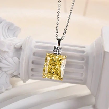 Elegant Yellow Sapphire Radiant Cut Pendant Necklace