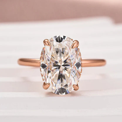 Oval Cut Hidden Halo Engagement Ring
