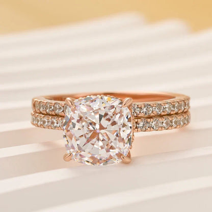 Cushion Cut White Sapphire Wedding Set