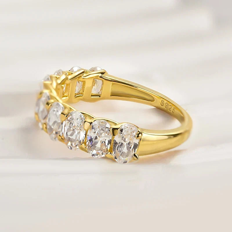 Oval Cut Half Eternity Wedding Ring