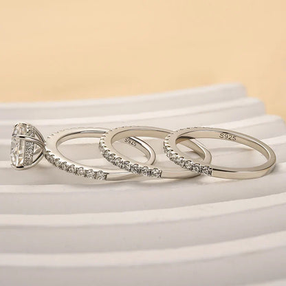 3PC Round Cut Wedding Ring Set