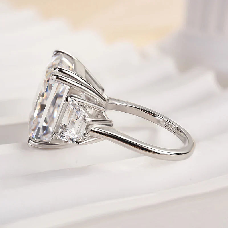 Crushed Ice Three Stone Engagement Ring