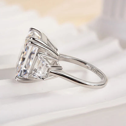 Crushed Ice Three Stone Engagement Ring