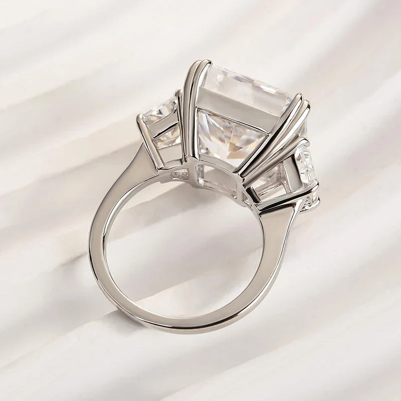Crushed Ice Three Stone Engagement Ring