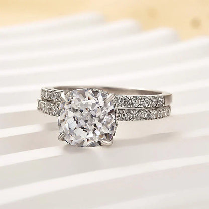 Cushion Cut White Sapphire Wedding Set