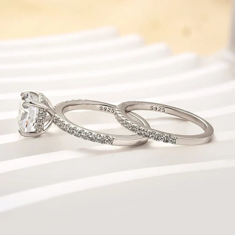 Cushion Cut White Sapphire Wedding Set