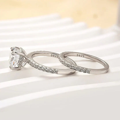 Cushion Cut White Sapphire Wedding Set