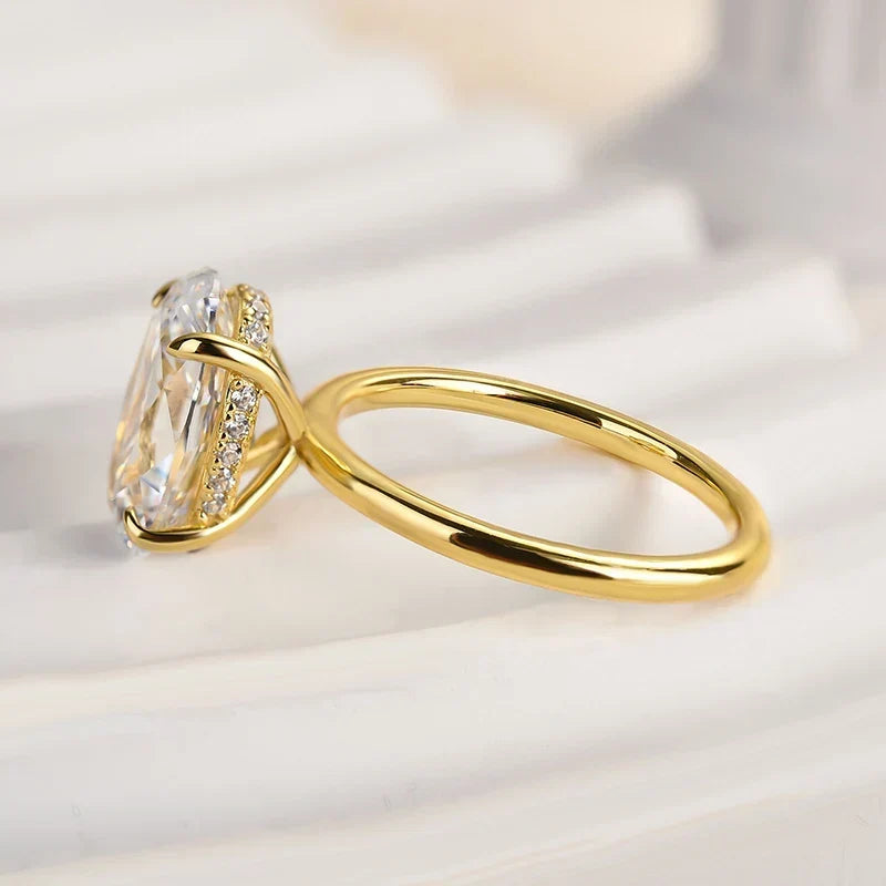 Oval Cut Hidden Halo Engagement Ring