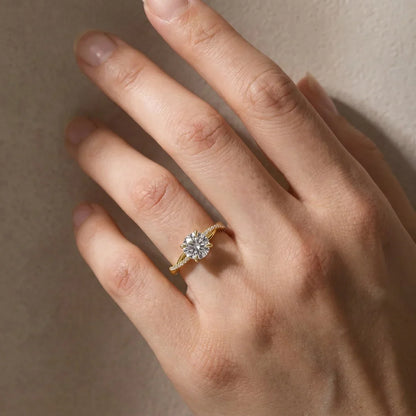 Twist Round Cut Engagement Ring In Sterling Silver For Bridal & Daily Wear