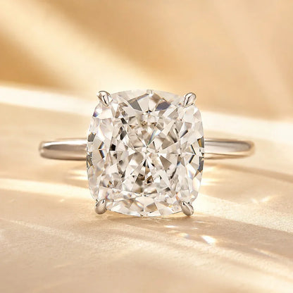 Cushion Cut Engagement Ring In Sterling Silver