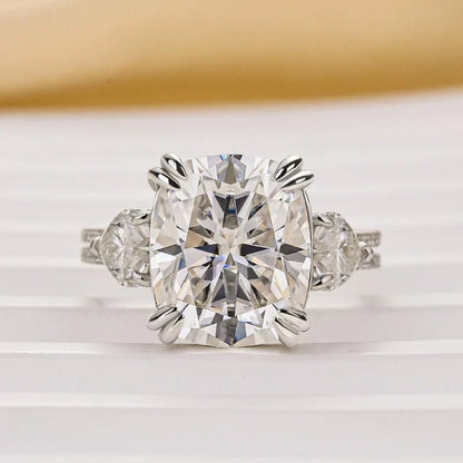 Cushion Cut Three Stone Engagement Ring