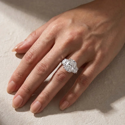 Three Stone Cushion Cut Engagement Ring