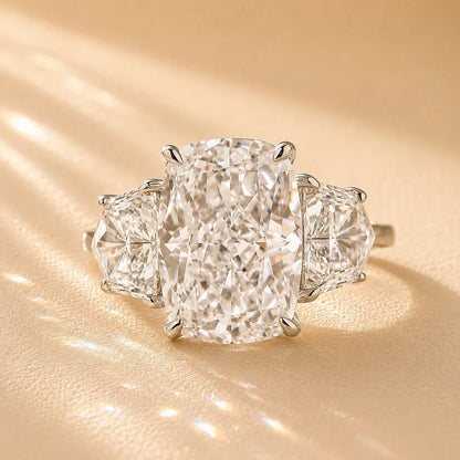 Three Stone Cushion Cut Engagement Ring