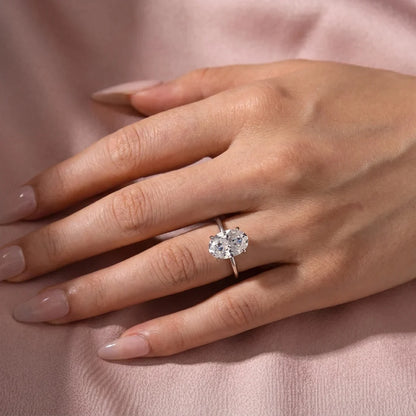 Oval Cut Hidden Halo Engagement Ring