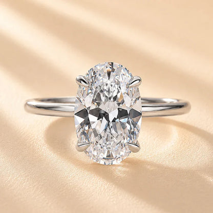 Oval Cut Hidden Halo Engagement Ring