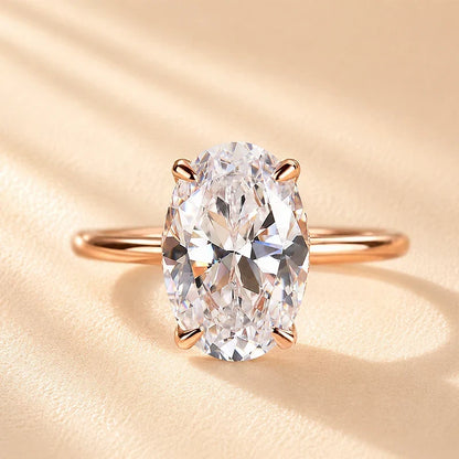 Oval Cut Hidden Halo Engagement Ring