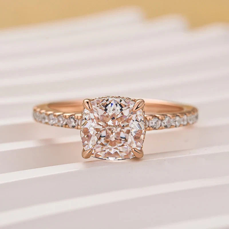 Cushion Cut White Sapphire Women's Engagement Ring