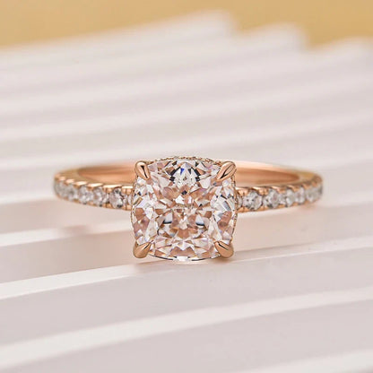 Cushion Cut White Sapphire Women's Engagement Ring
