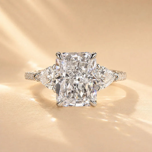 Radiant Cut Three Stone Engagement Ring